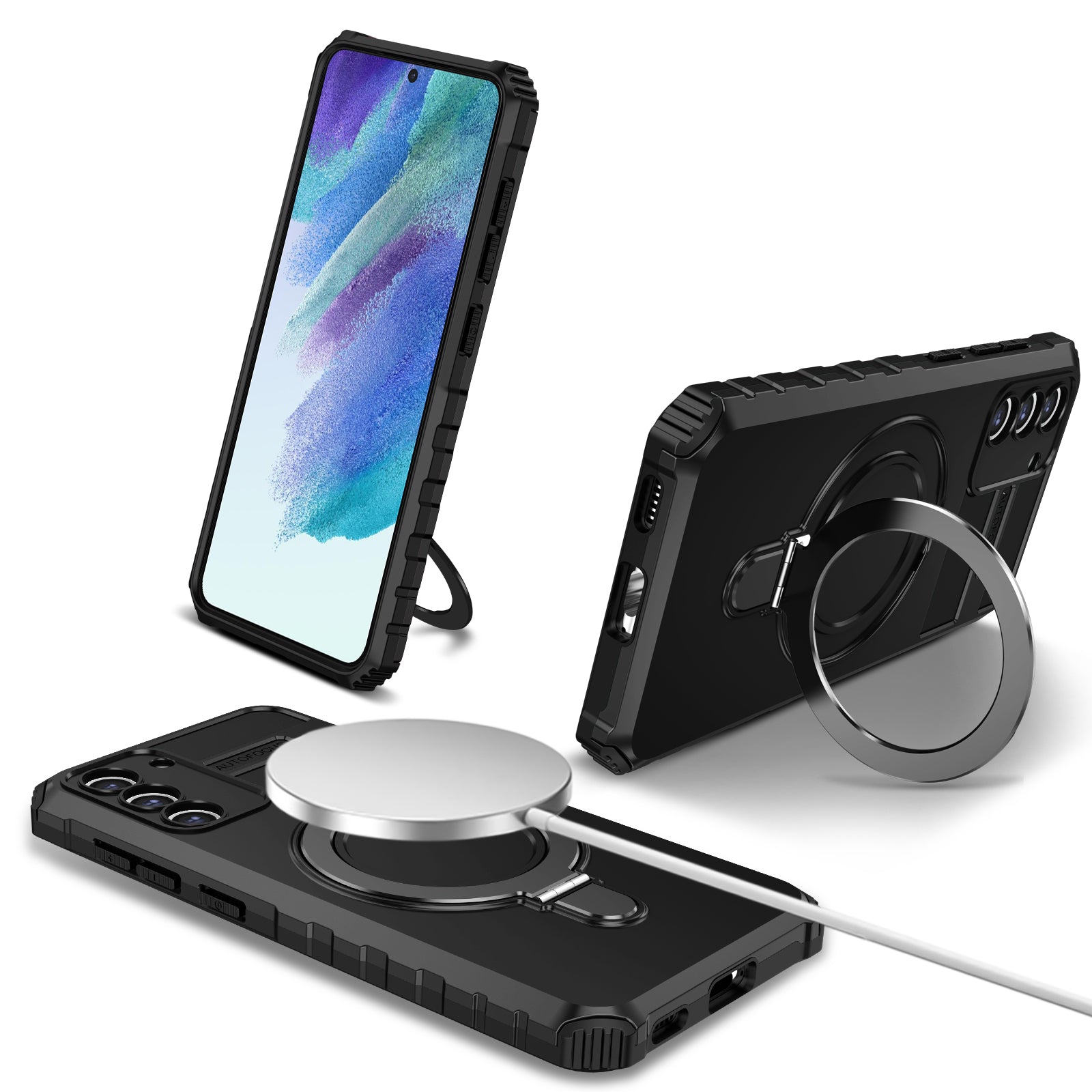 For Samsung Galaxy S21 FE 5G Cell Phone Case PC TPU Magnetic Metal Ring Kickstand Cover For Samsung Galaxy S21 FE 5G Cell Phone Case PC TPU Magnetic Metal Ring Kickstand Cover